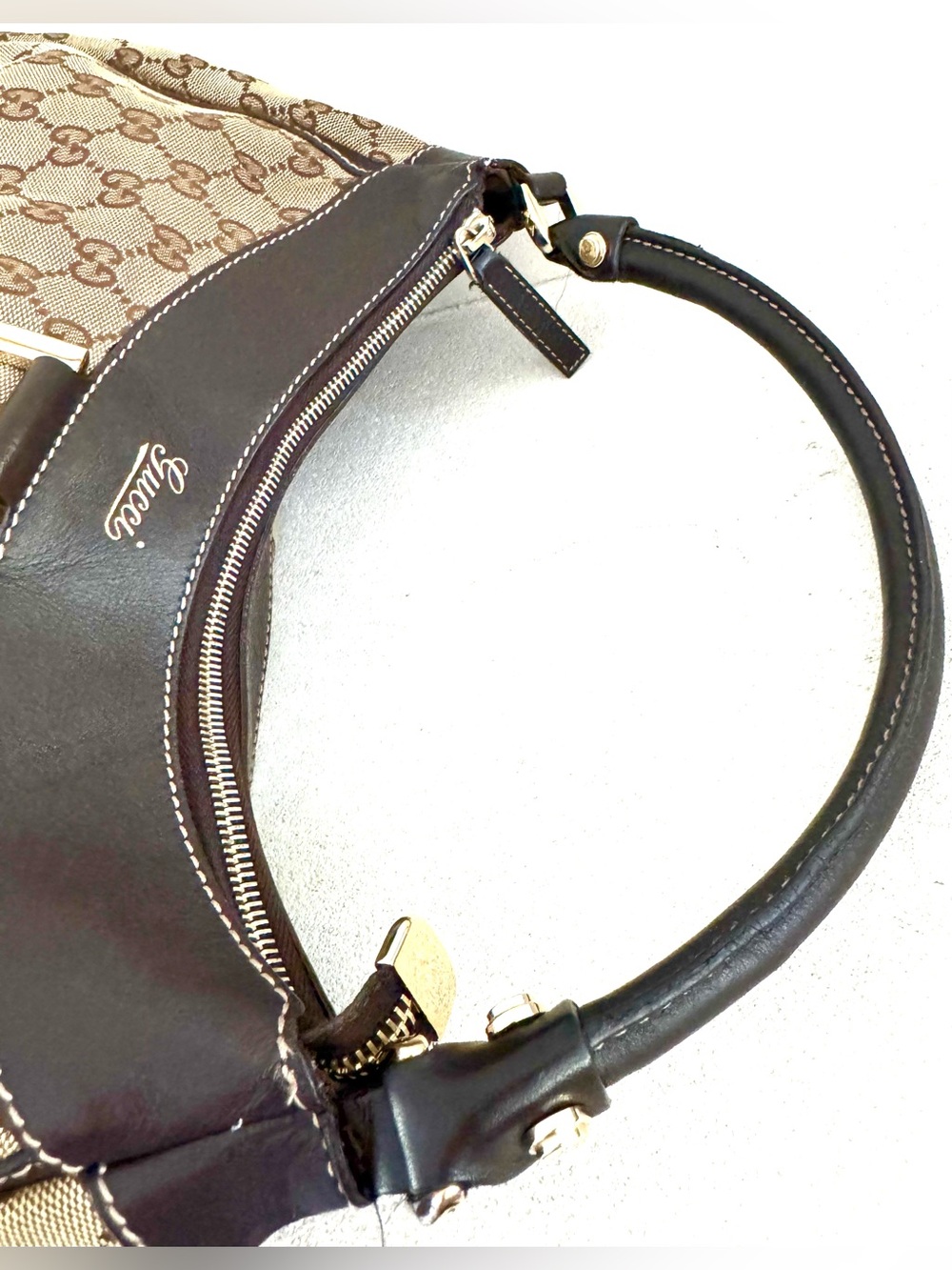 GUCCI Abbey D Ring GG Canvas Hobo Shoulder Bag Large Monogram Brown - Picture 6 of 13